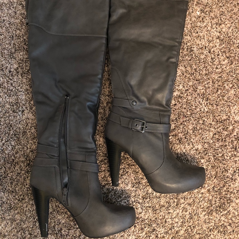 Charcoal knee high boots